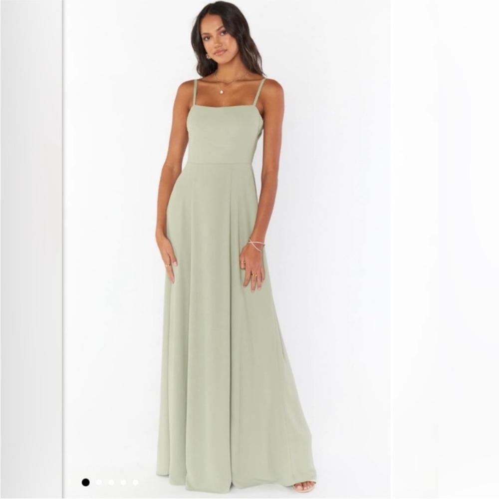 Show Me Your MuMu Lauren Tie Maxi Dress - Moss Green Crisp - Size M